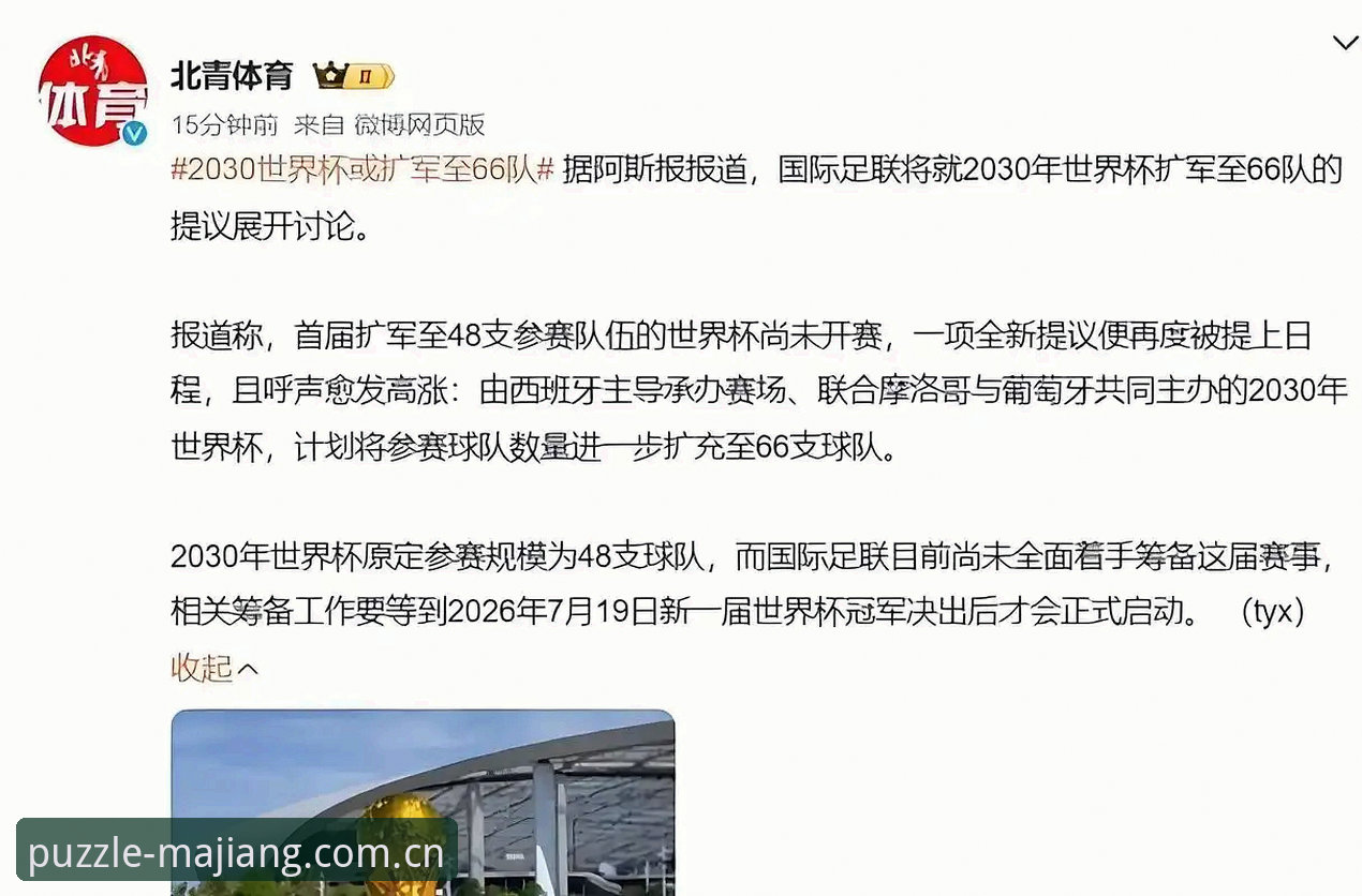 2030年世界杯扩军至66队最新动态：中国男足迎来历史性机遇，麻将胡了官网用户热议赛事变革
